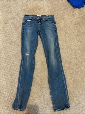 Frame Denim Women’s Dark Blue Skinny Distressed Jeans